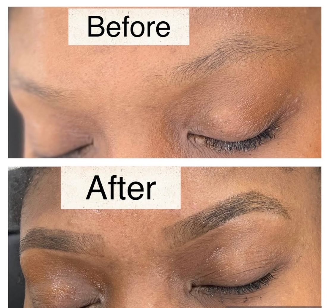 Brow shaping — before & after — Unique Eyebrow Threading