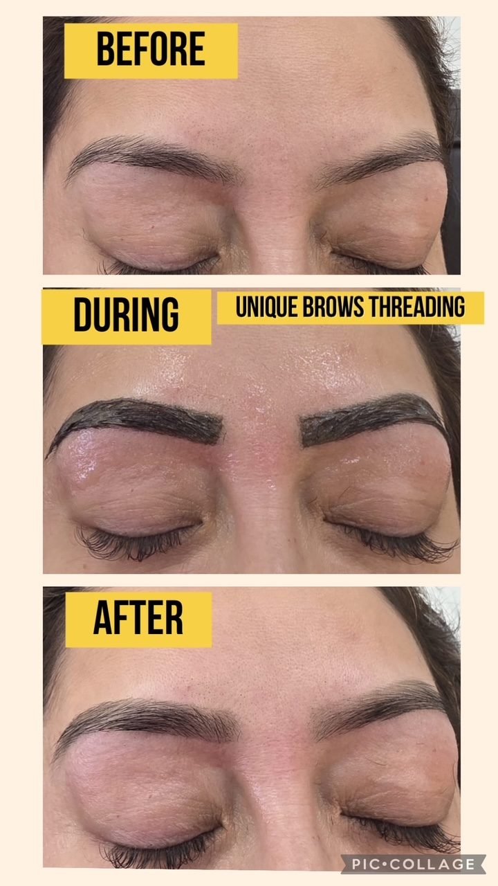 Before, during & after — Unique Eyebrow Threading